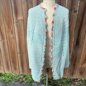 Vintage 60s /70s  HAND CROCHET CAPE poncho  One Size